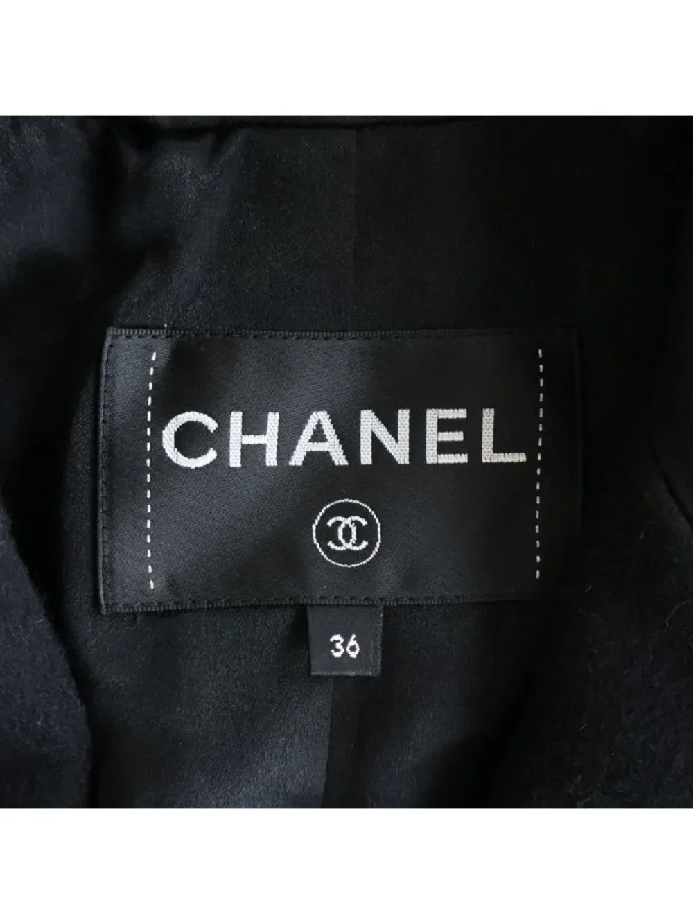Chanel Double Breasted Wool Long Coat CC Logo Button Bracelet Silk